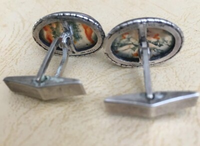 Boutons De Manchette Vintage Shiptonia - Agate Mousse Et Argent Sterling - Fabriqué En Angleterre