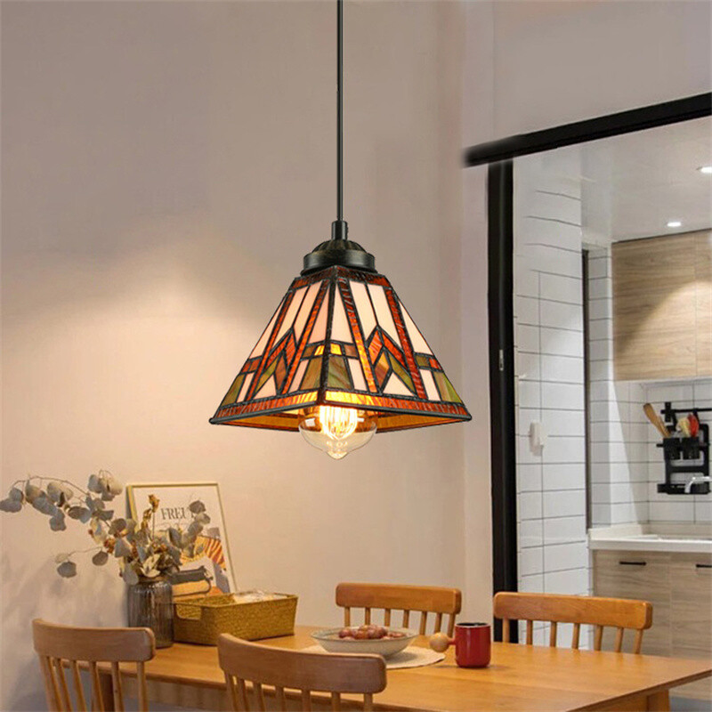 Vintage Tiffany Pendant Light Dining Room Victorian Stained Glass