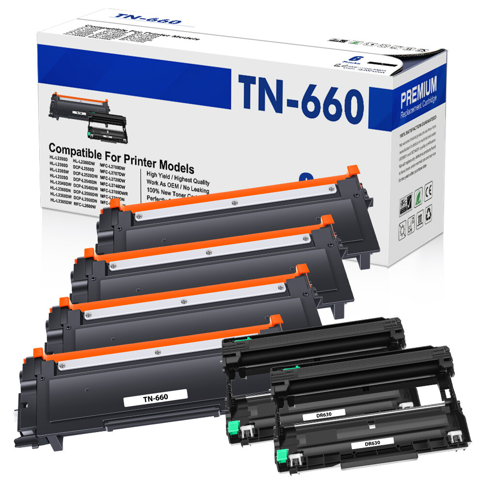 Brother TN660 Toner & DR630 Drum Compatible Unit - For HL-L2360DW, HL-2380DW, DCP-L2540DW Printers