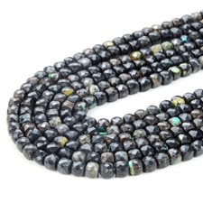 4MM Natural Black Turquoise Gemstone Micro Faceted Square Cube Loose Beads P23 