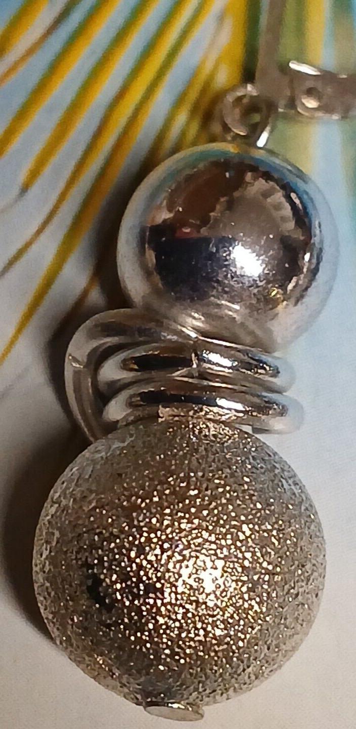 Silver Tone Double Round Ball Dangle Leverback Ea… - image 6