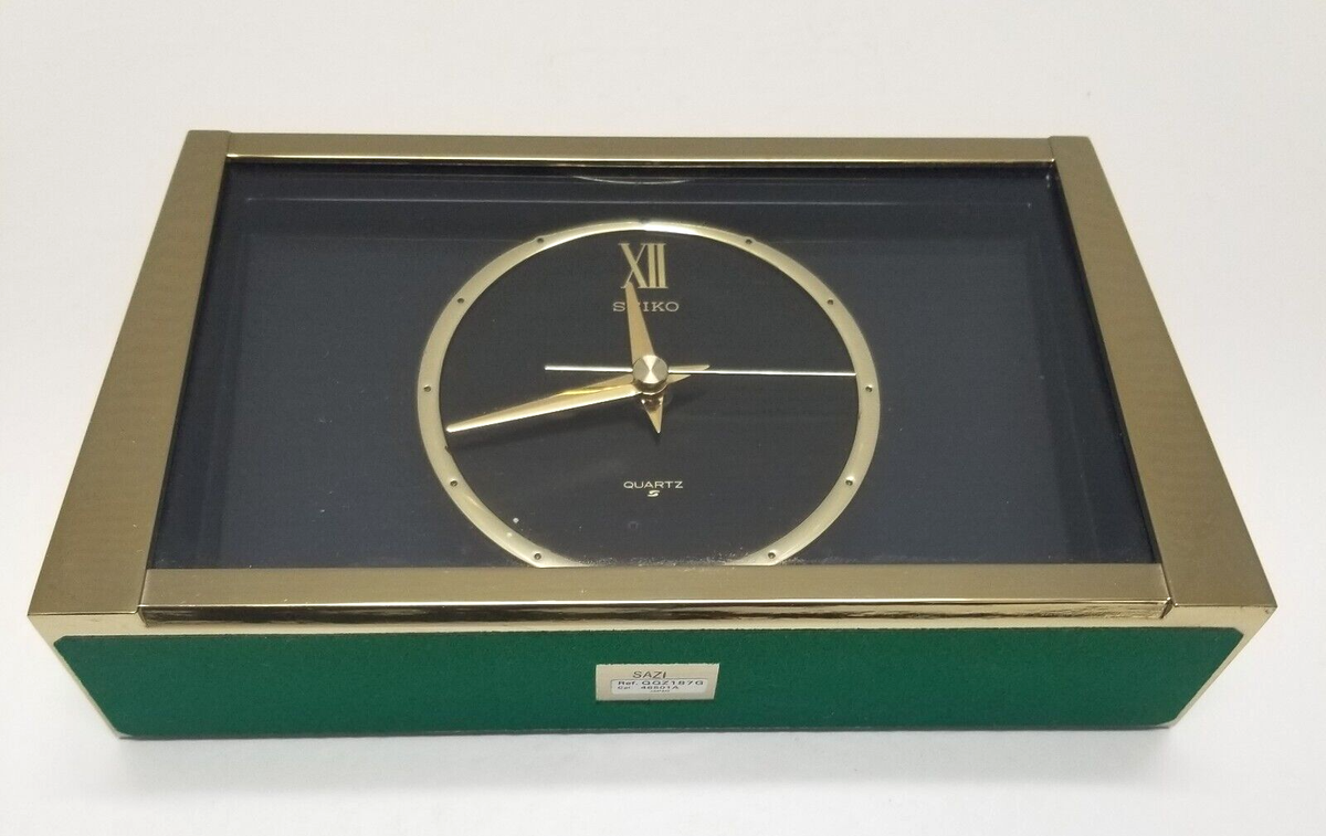 Vintage SEIKO Brass and Glass Mantle Clock Model QQZ187G Japan