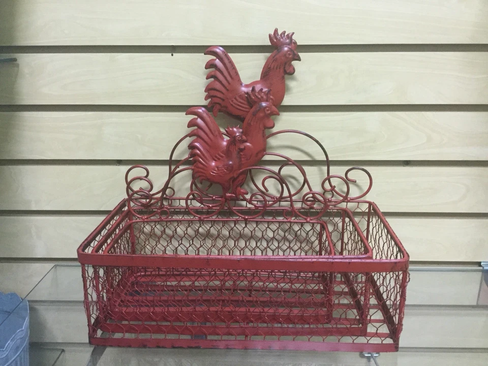Reduced Price-Red Chicken Wire Nesting Storage Baskets Set/3 - Image 4 of 4