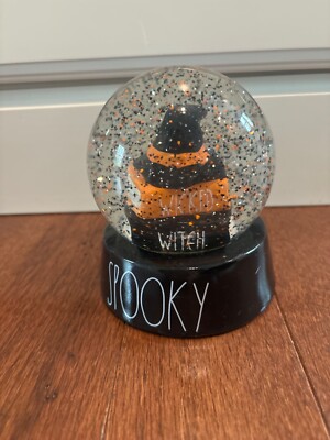Rae Dunn Spooky Wicked Witch Hat Bookstack Halloween Snow Water Globe Decor