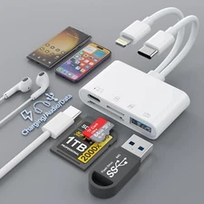 4 in 2 SD Card Reader for iPhone/iPad USB C/Lightning to SD