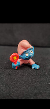 Smurfs Vintage Figurine Peyo Schleich 20202 Pink Baby Smurf With Rattle 1984