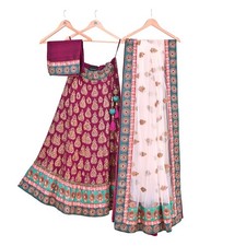 Indian Pure Georgette Silk/Net Hand Embroidered Designer Lehenga 3pcs set