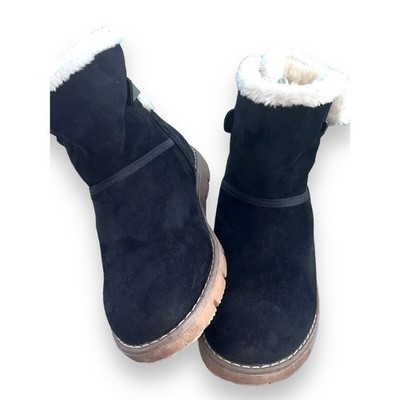 Tom Tailor Ankle Boots Womens Black Suede Fleece Lined Size 39 EU Size 8 US