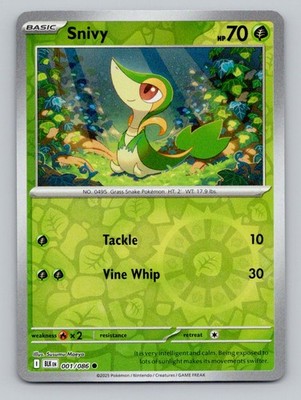 Reverse Holo Snivy 001/086 Common Black Bolt Pokemon