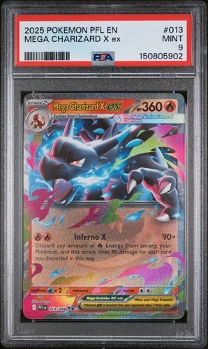 2025 POKEMON PHANTASMAL FLAMES MEGA CHARIZARD X EX 013/094 Double Rare - PSA 9