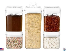 Felli Flip Tite 5" Food Storage Container Set - 5 Pack, Airtight Lids, Stackable