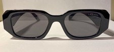 Prada PR17WS Black Rectangle Sunglasses Dark Grey Lens Women Designer