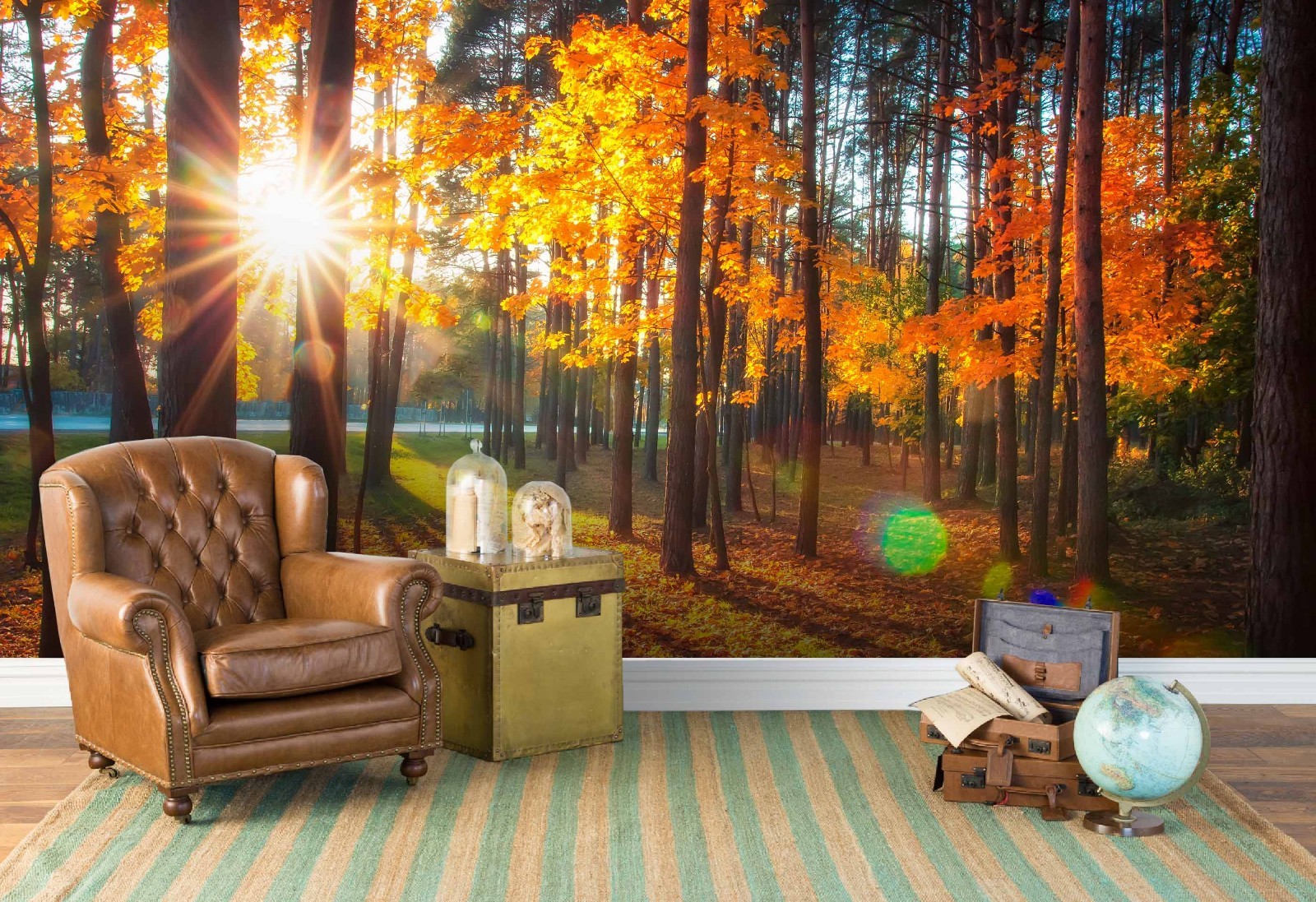 3D Forest Sunshine Autumn Landscape Wall Murals Wallpaper Murals Wall Sticker