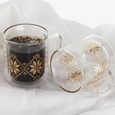 Corkcicle Fairisle Glass Mug, Set of 2