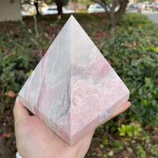 3.1LB 4.1"Natural Pink Opal Pyramid Statue Crystal Heal Quartz Carving Decor