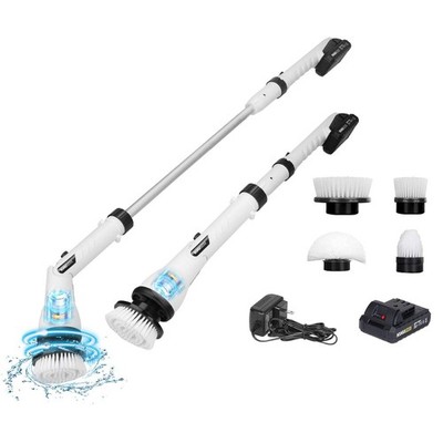 Electric Spin Scrubber Cordless Handheld Rechargeable Cleaning Brush with 4 Repl