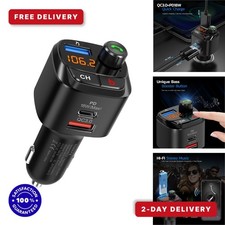 Nulaxy Bluetooth 5.0 FM Transmitter for Car, QC3.0 USB-C PD Small, Black