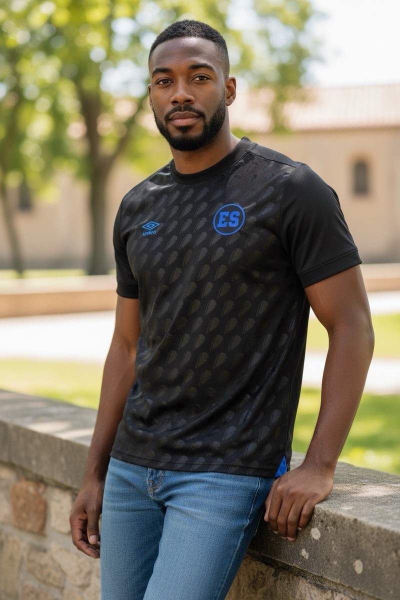 Umbro El Salvador Away Jersey Black Blue UUM1ESAJ525111 Men Size