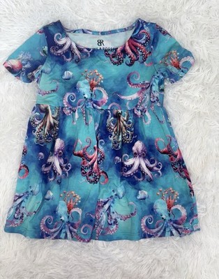 Bums & Roses Girls 4T Bamboo Octopus Design Dress. Grt Shape, Adorable
