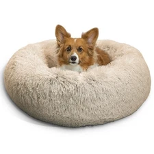 Best Friends by Sheri Original Calming Donut Dog and Cat Bed, Shag Faux Fur