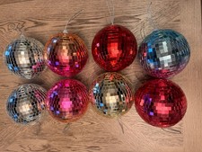 8 - 6.5 Silver Pink Gold Disco Ball Hanging Mirror Party Retro Disco Theme READ