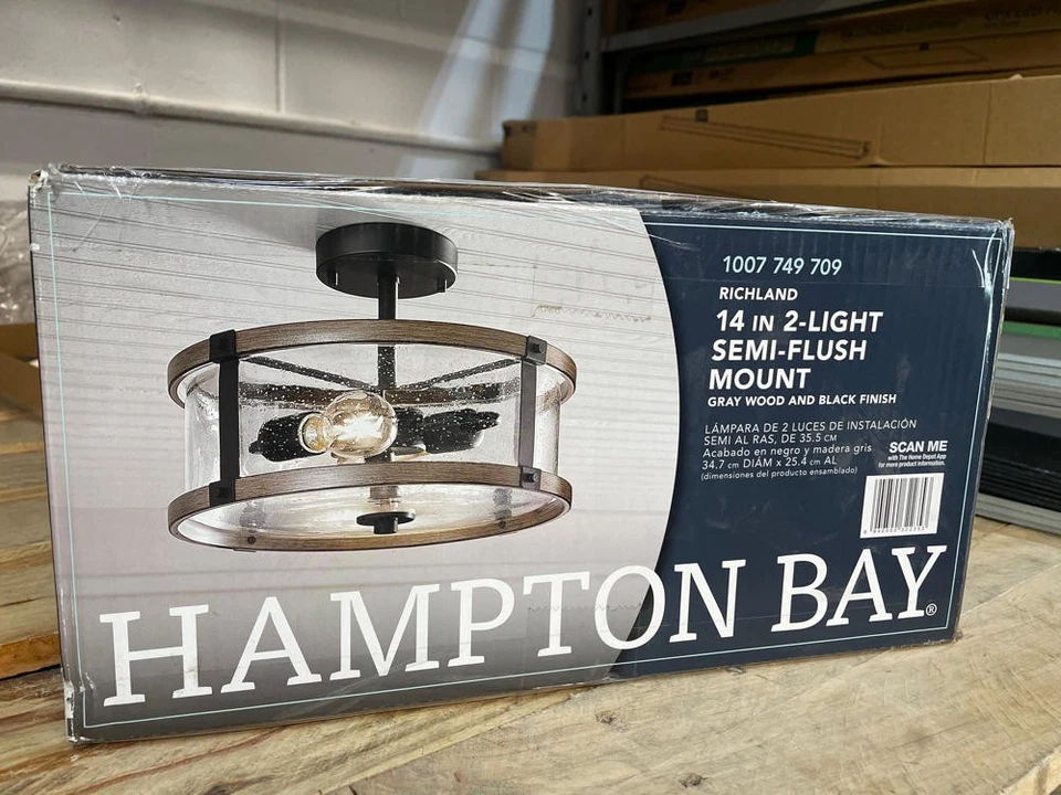 Hampton Bay Richland Madera Gris Claro Montaje Semi Al ras Vidrio Sedy Transparente Foto 3 de 4