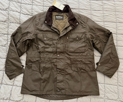 Barbour sapper wax coated jacket waxed olive coat XL mens