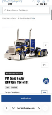 Tamiya Grand Hauler 1/14 Semi Truck Model Kit TAM56344 Blue Silver Electric RC