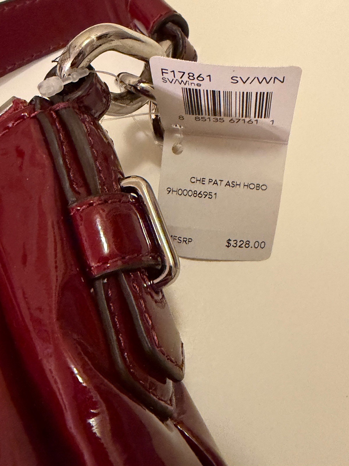 COACH CHELSEA Maroon Patent Leather Ashley Hobo Shoulder Bag Purse 17861 NEW* thumbnail 4
