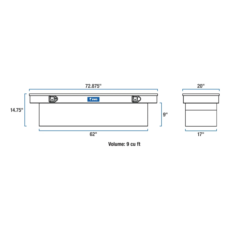 UWS 72" Crossover Truck Tool Box Storage (Heavy Packaging) Matte Black Aluminum Foto 2 de 4