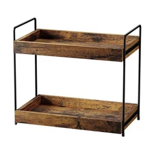 2-Tier Bathroom Counter Organizer, Wood Kitchen Countertop Spice Rack, Vanity...