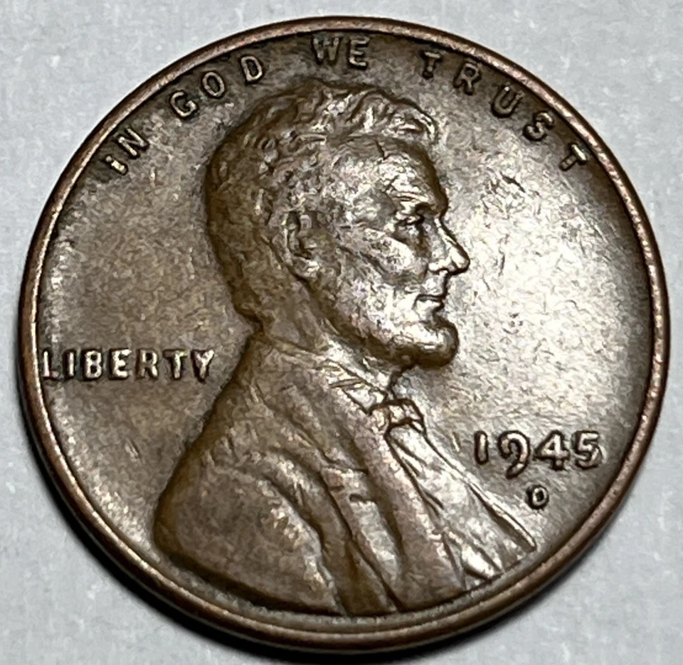 1945 D 5/5/5 пшеничный пенни дата ошибка три 5's DDO 5 более 5 более 5 бывших в обращении - Изображение 2 из 4