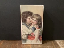 VINTAGE Hoffman Swiss Made Hinged Trinket Tin Collectible Victorian children