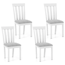 Dining Chair Set of 4 Upholstered Wooden Kitchen Chairs with Rubber Wood Frame