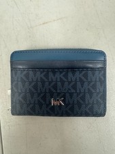 Michael Kors Monogram MK Jet Set Travel Card Holder Case Wallet- Blue