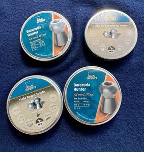 LOT OF 4 UNOPENED/NEW H&N PELLETS BARACUDA HUNTER FIELD TARGET TROPHY +GREEN