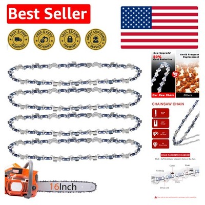 4-Pack 16 Inch Chainsaw Chain 3/8'' LP with .050 Gauge for Smooth Cuts