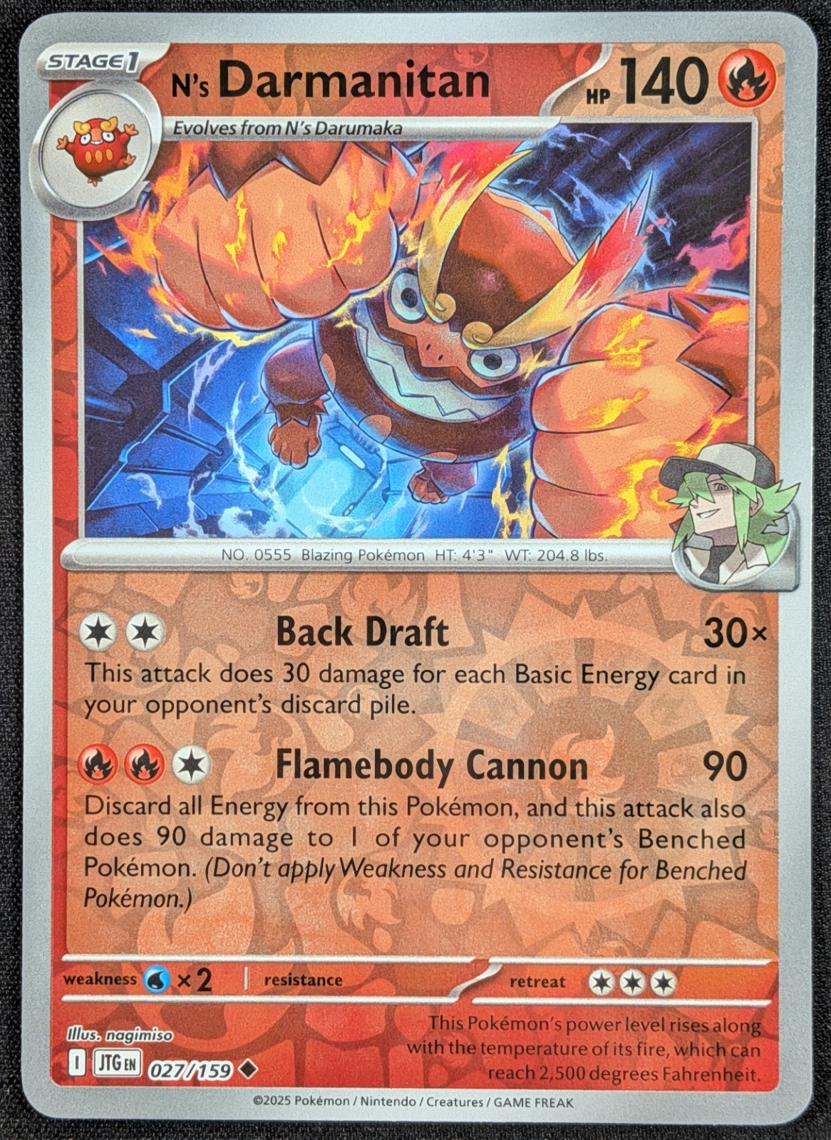 N's Darmanitan 2025 Journey Together Reverse Holo Pokemon Card 027/159 (NM)