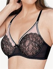 NWOT Wacoal Chantilly Lace Retro Chic 855186 Black 36H Bra Free Shipping 134456