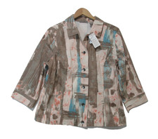 NWT 65 Sz 2 Chico's STRETCH Jacket 3/4 Sleeve Soft Coral Beige Adelaide L 12