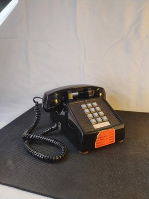  Vintage Black Push Button Touch tone Desk Phone Home Office 70s 80s 90s Clean!