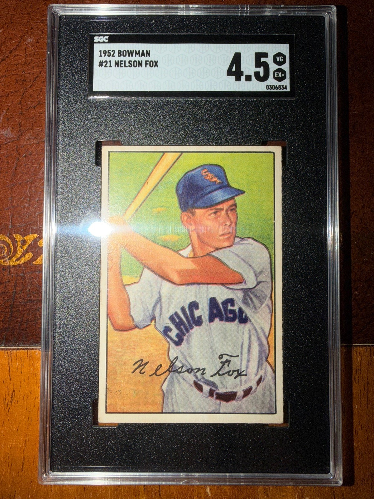 1952 Bowman #21 Nelson Nellie Fox Chicago White Sox SGC 4.5 VG EX+