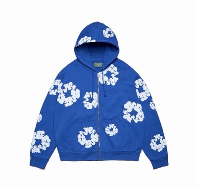 NWT DENIM TEARS COTTON WREATH ZIP HOODIE BLUE ~ Size M Retail $210