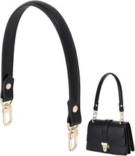 Black Genuine Leather Purse Strap 45cm/ 17.7inch Short Bag Strap, Bag Handle