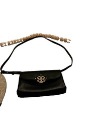 Tory Burch Black Miller Wallet Crossbody Pebble Leather Gold Hardware BEAUTIFUL