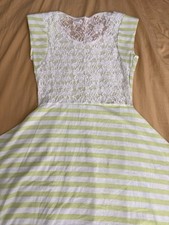 Urban Outfitters Lime Green Striped Lace Back Cotton Dress Cap Sleeve Small