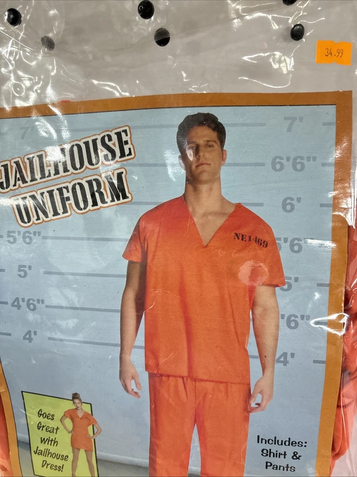 Disfraz de Halloween Rasta Imposta ~ Uniforme de cárcel con esposas añadidas ~ OSFM Foto 3 de 4