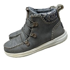 Hey Dude Eloise Recycled Leather Boots - Granite Grey Women's Size 9.    OSR