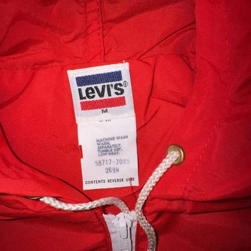 Vintage 60s Levis Hooded National Sports Festival Jacket Light Windbreaker M Red image 8