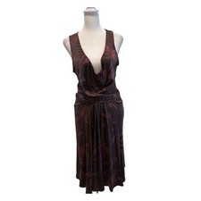 Elie Tahari Lucinda Silk Dress Sleeveless V-Neck Bodycon Tie Waist Designer